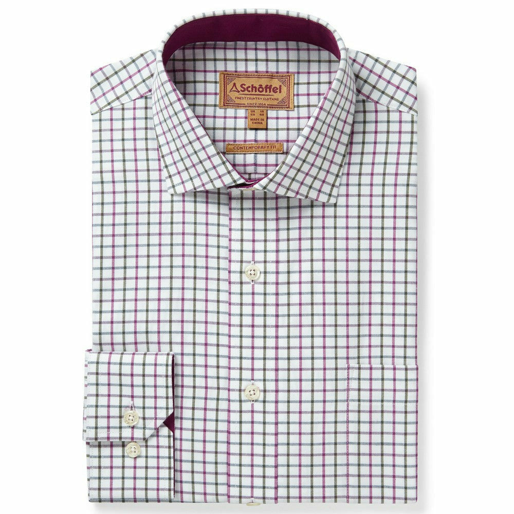 Milton Tailored Shirt Pink Olive Check