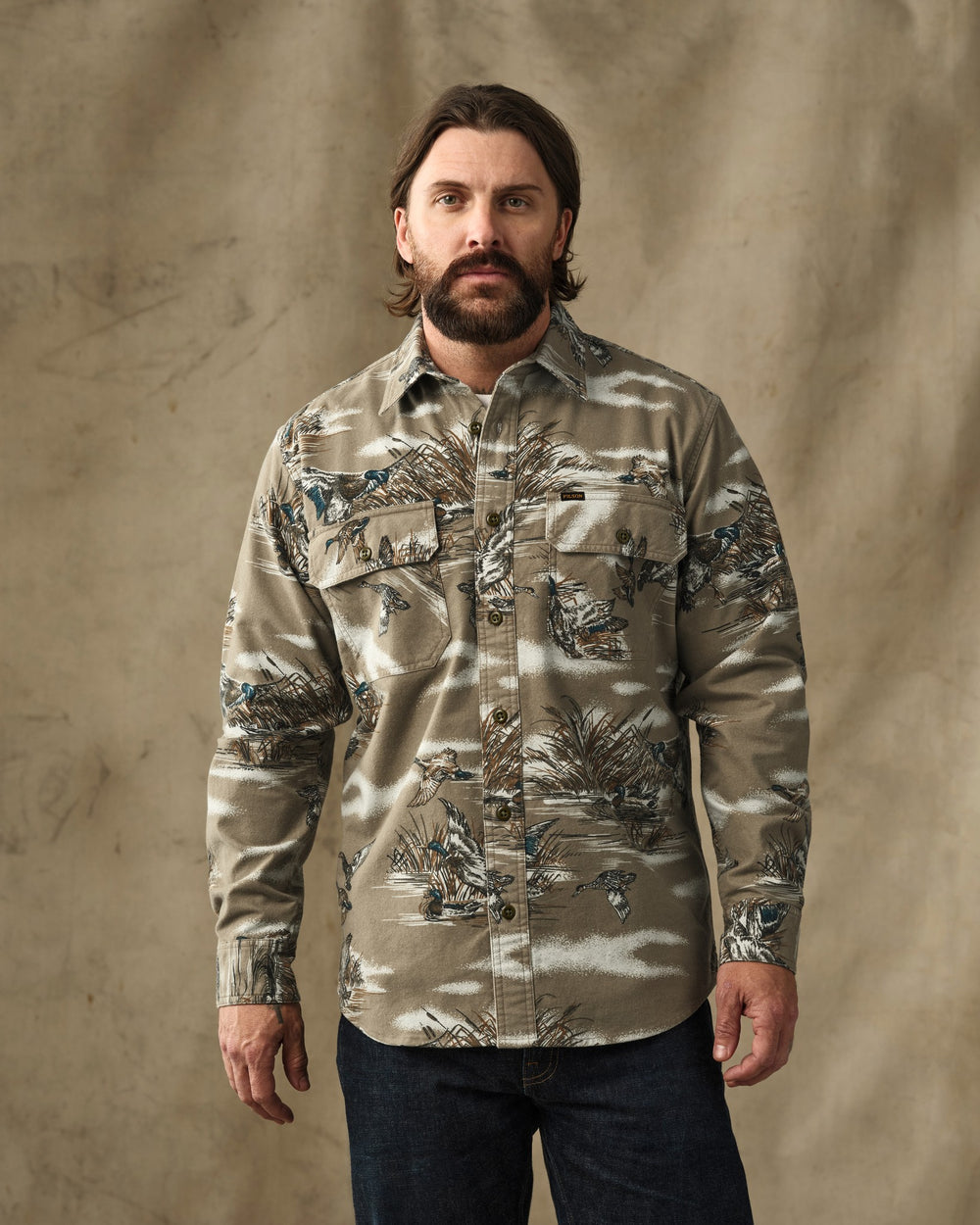 Field Flannel Shirt Marsh Olive Print