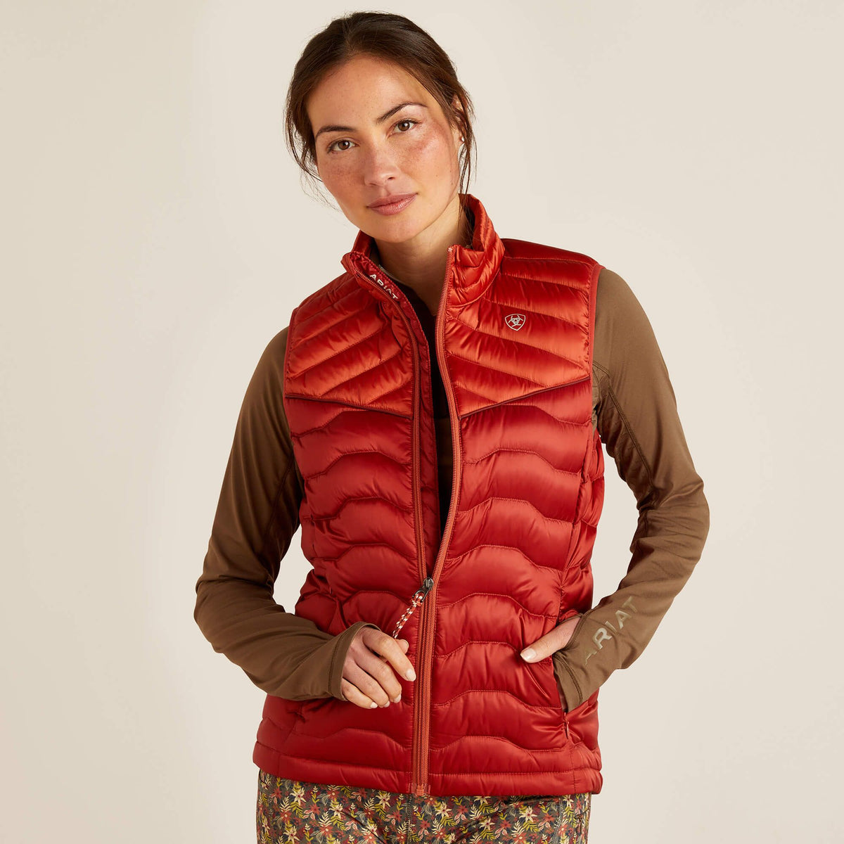 Ideal Down Gilet Red Ochre Burnt Bri
