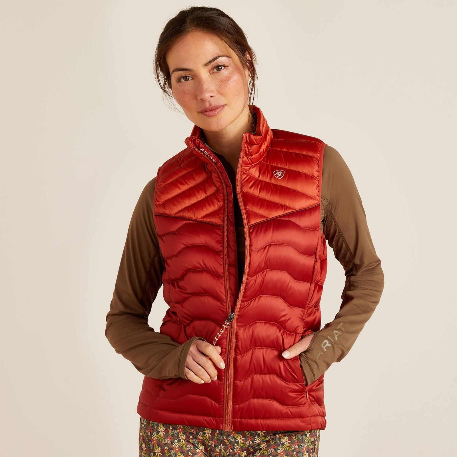Ideal Down Gilet Red Ochre Burnt Bri
