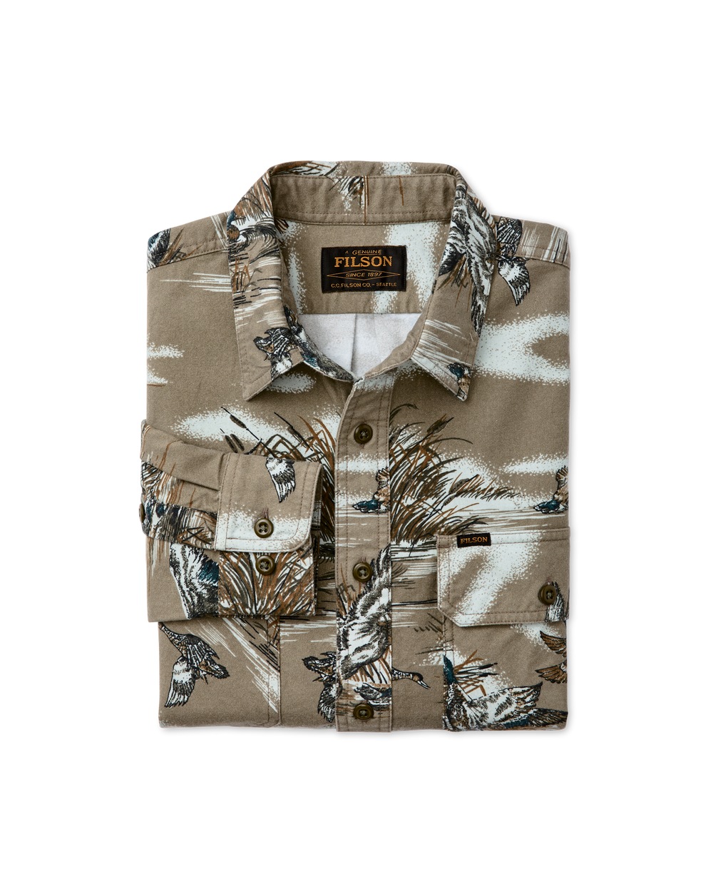 Field Flannel Shirt Marsh Olive Print