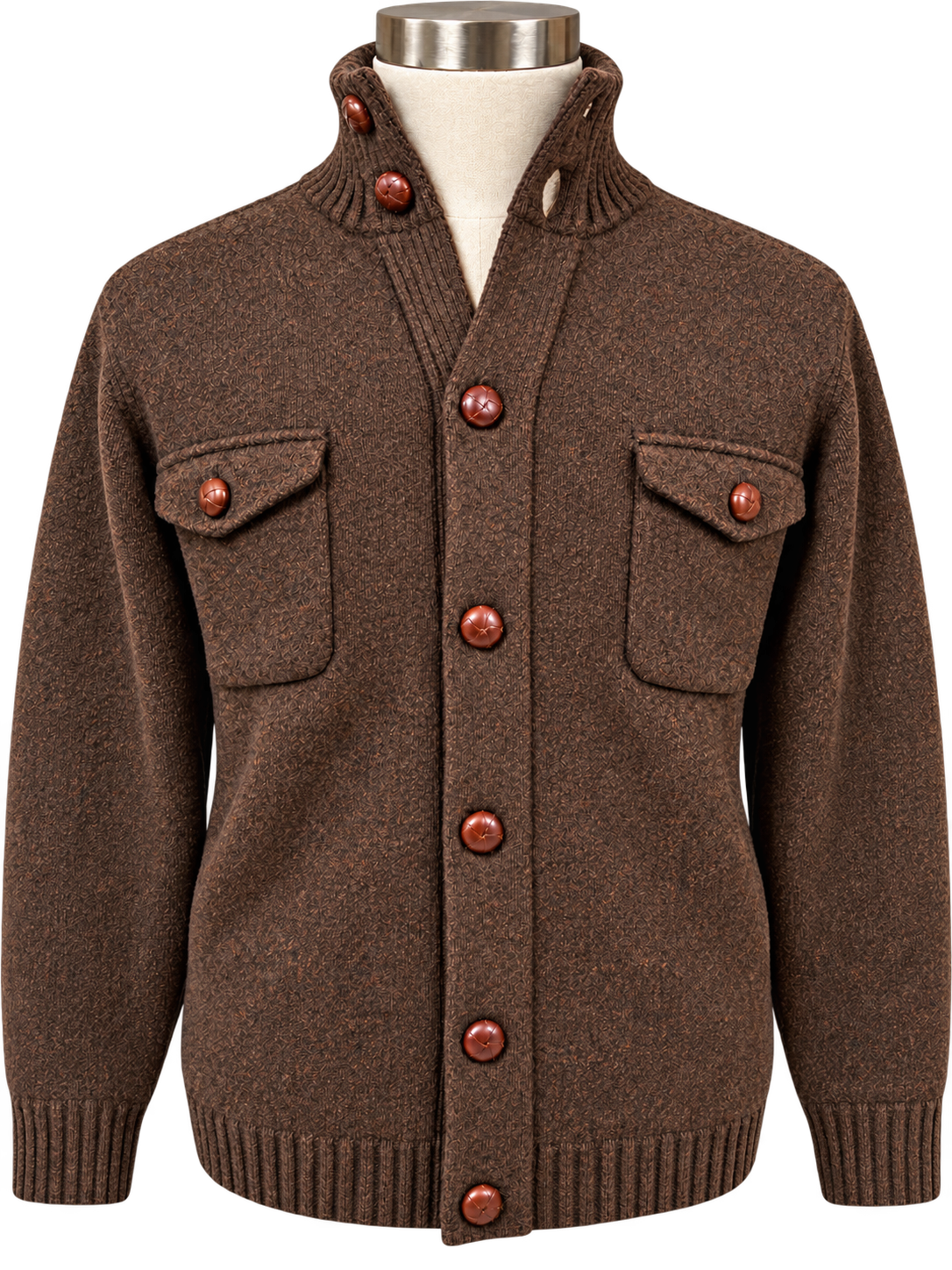 Attadale Button Front Mock Neck Cocoa
