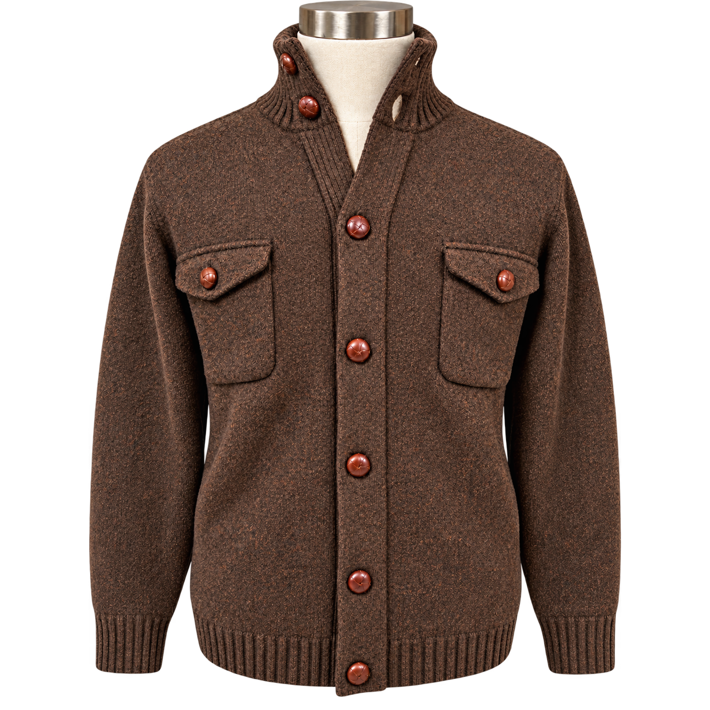Attadale Button Front Mock Neck Cocoa