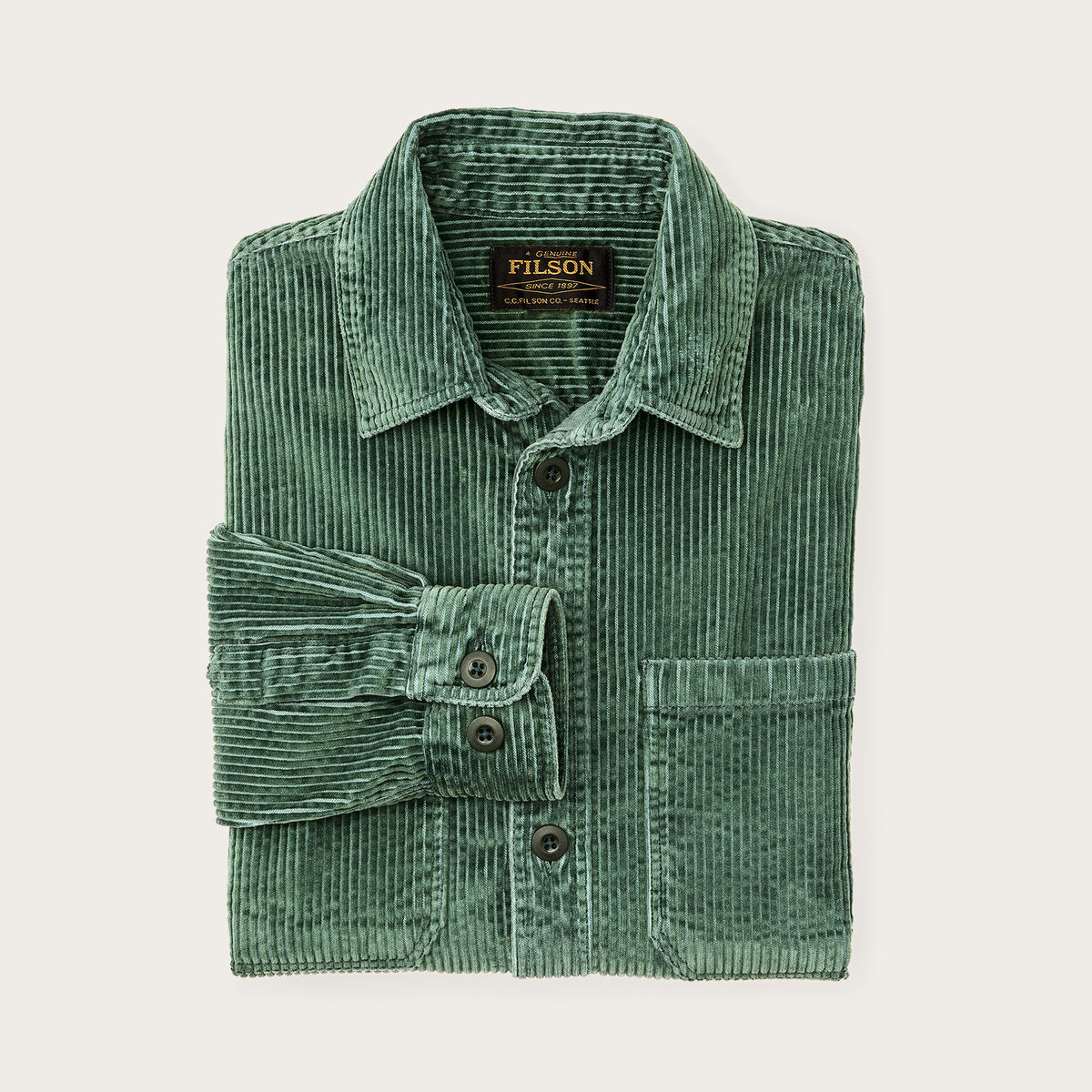 6-Wale Corduroy Shirt Seabed Green