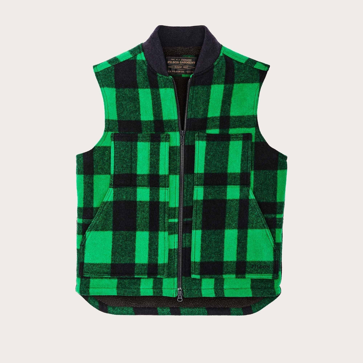 Lined Mackinaw Wool Work Vest Acid Green
