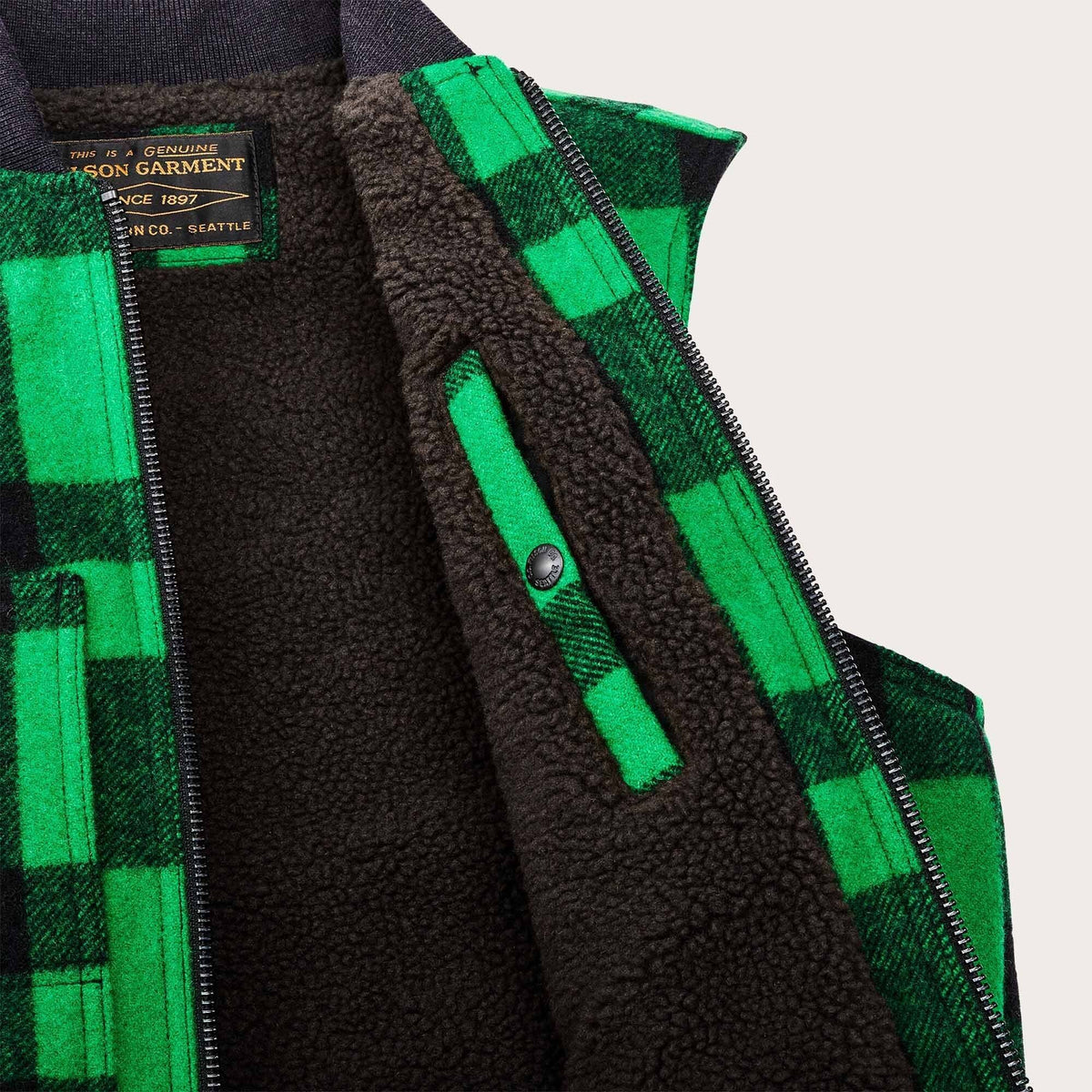 Lined Mackinaw Wool Work Vest Acid Green