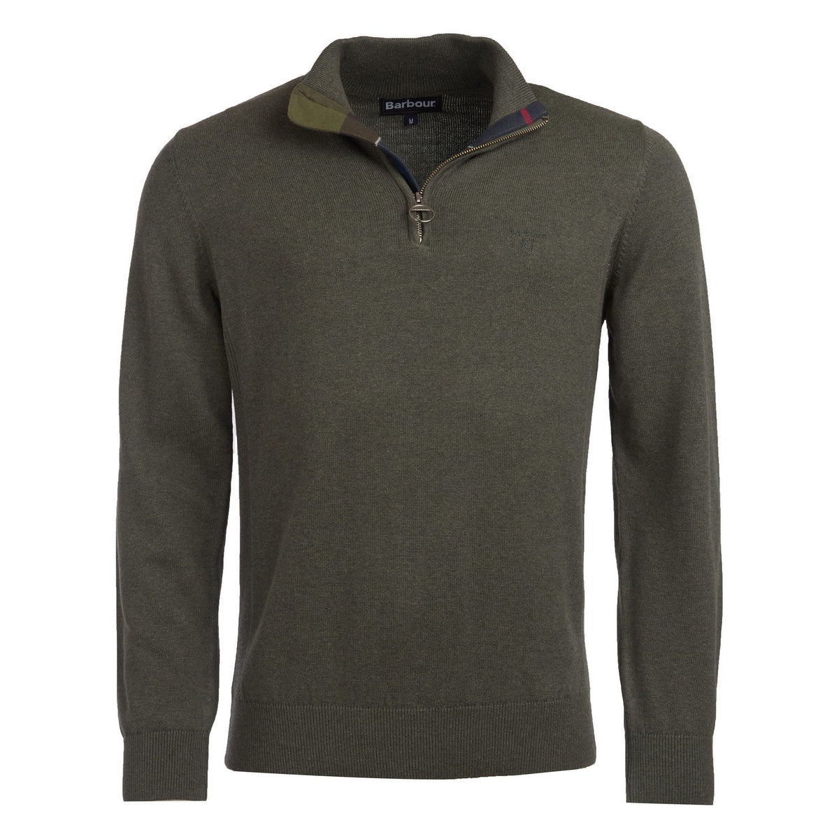 Cotton Half-Zip Jumper Olive Marl