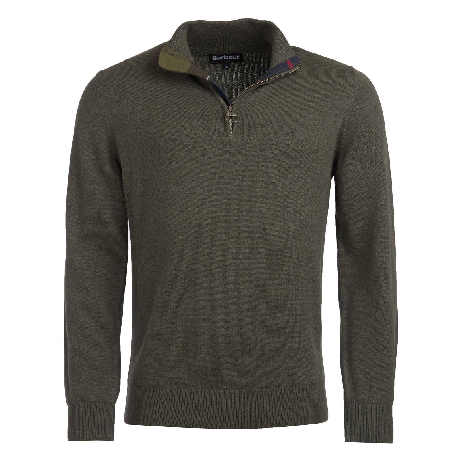 Cotton Half-Zip Jumper Olive Marl