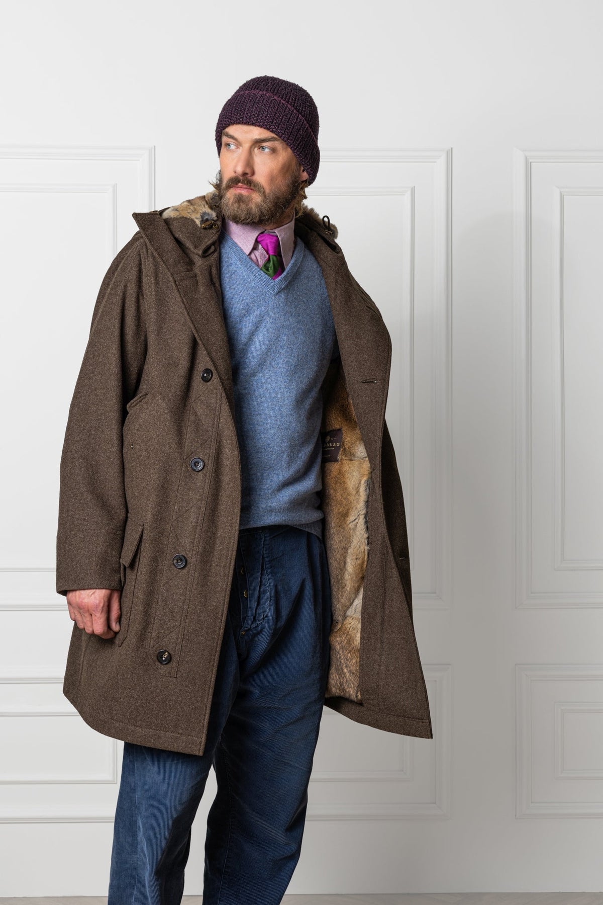 Habsburg Sigismund Loden Parka with Velvet Rabbit Fur - front