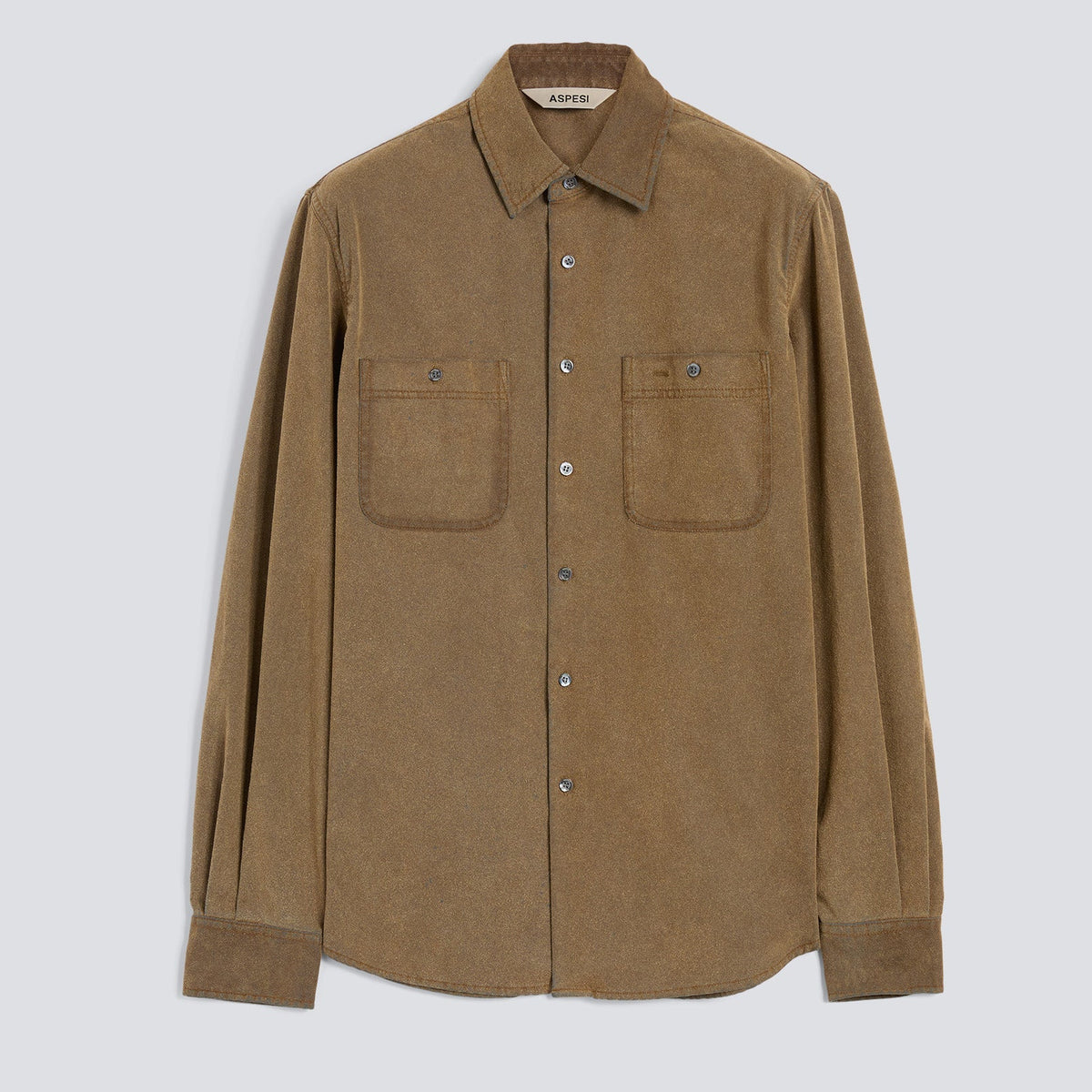Flocked Chambray Work Shirt With Recycled Leather