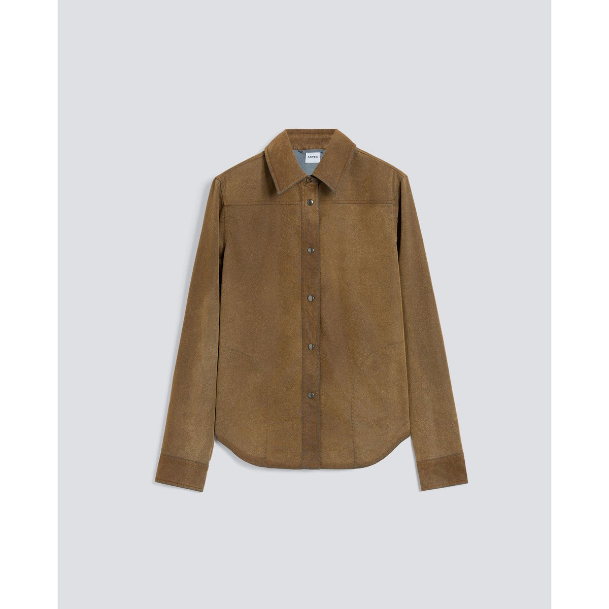 Flocked Chambray Women Shirt With Leather Effect