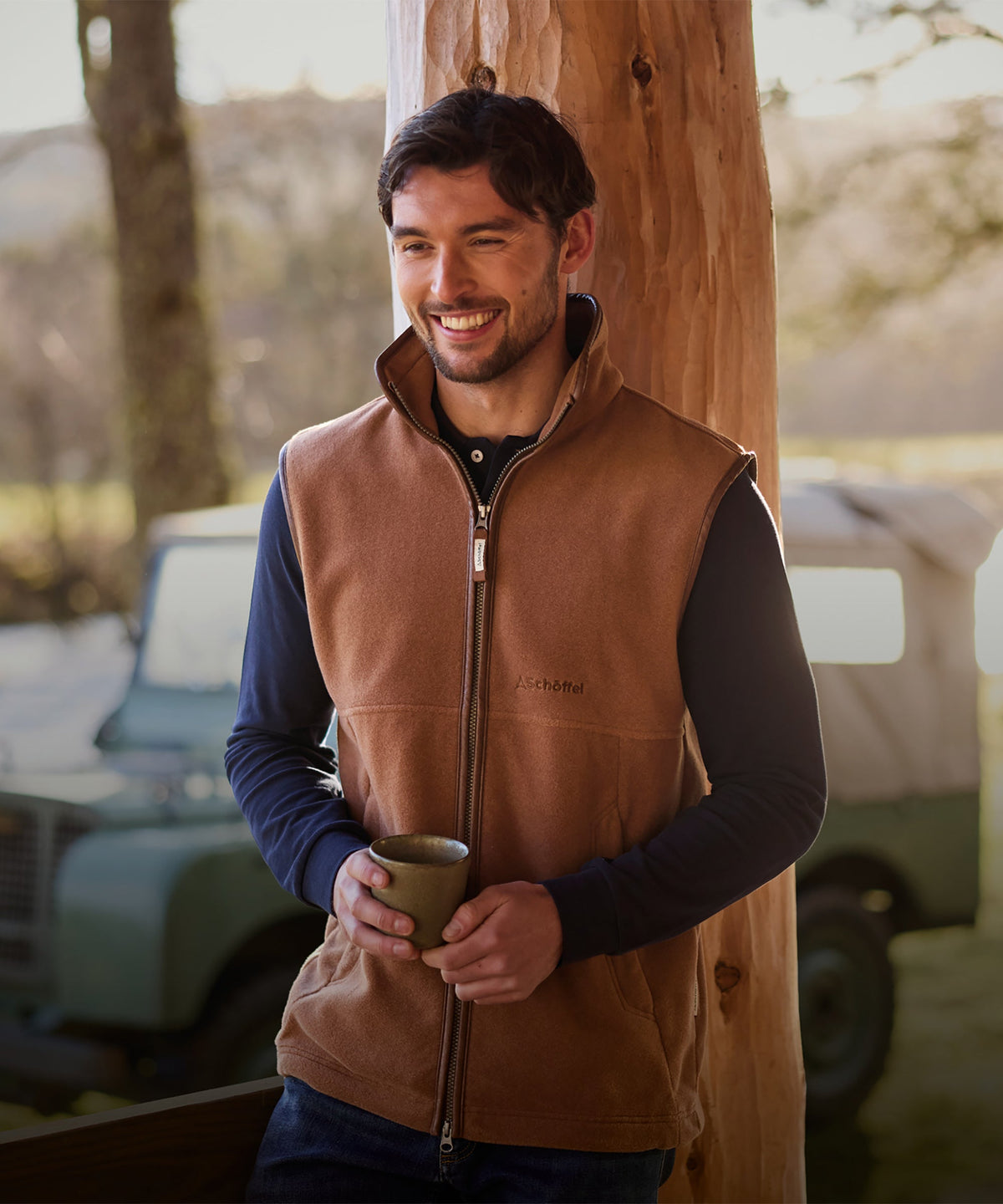 Schöffel Oakham Fleece Gillet Toffee – modell i miljö
