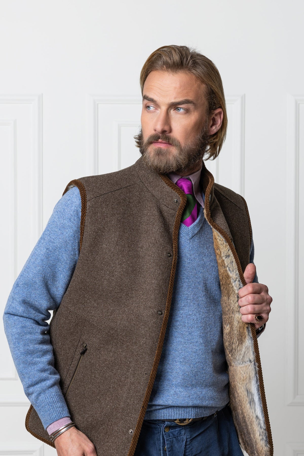 Habsburg Hector Loden Vest Schlamm - front