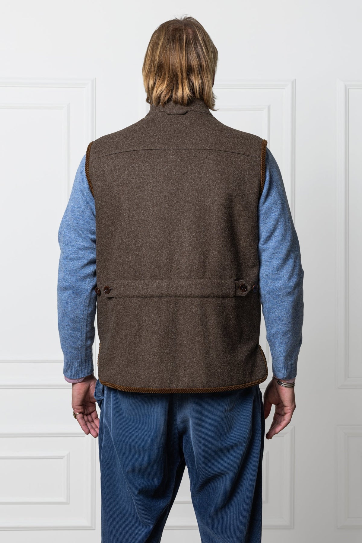 Habsburg Hector Loden Vest Schlamm - back