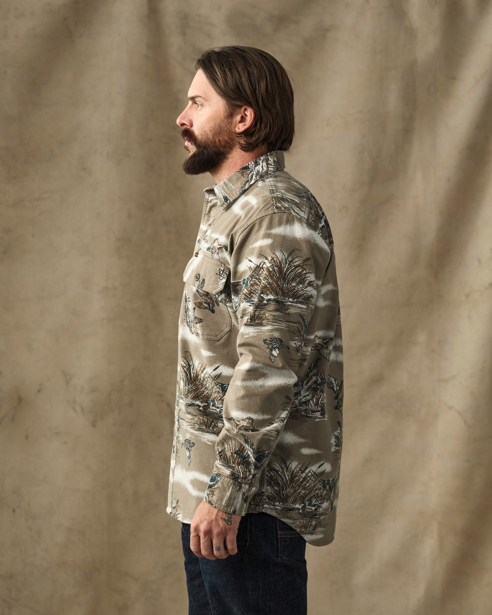 Field Flannel Shirt Marsh Olive Print