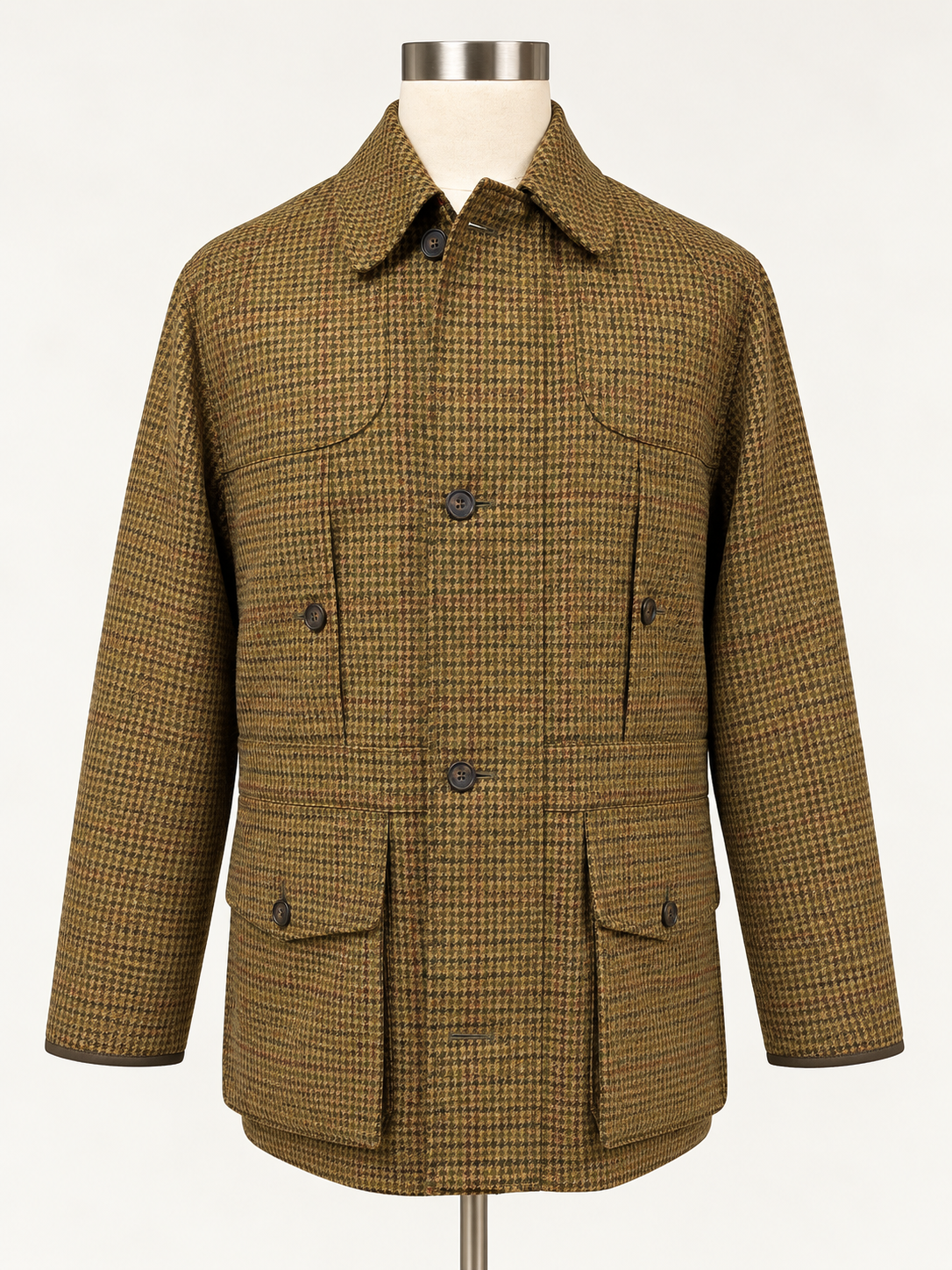 Lyndhurst Tweed Field Coat – Highland Gold Houndstooth