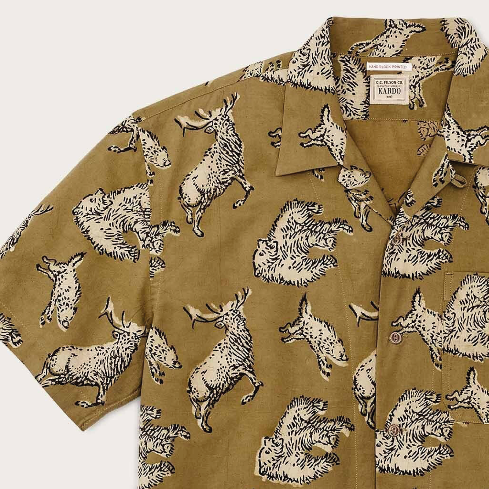 Handprinted Camp Shirt Wildlife