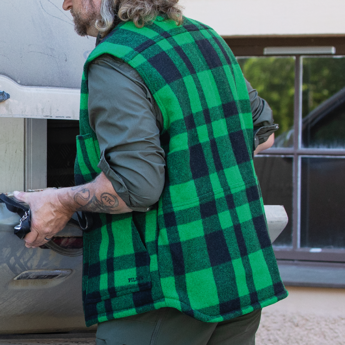 Lined Mackinaw Wool Work Vest Acid Green