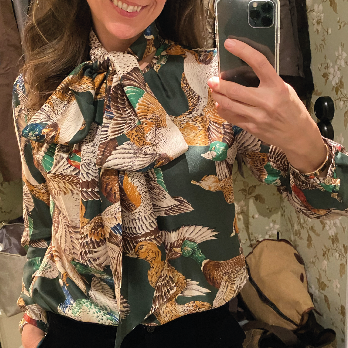 Sidenblus med änder