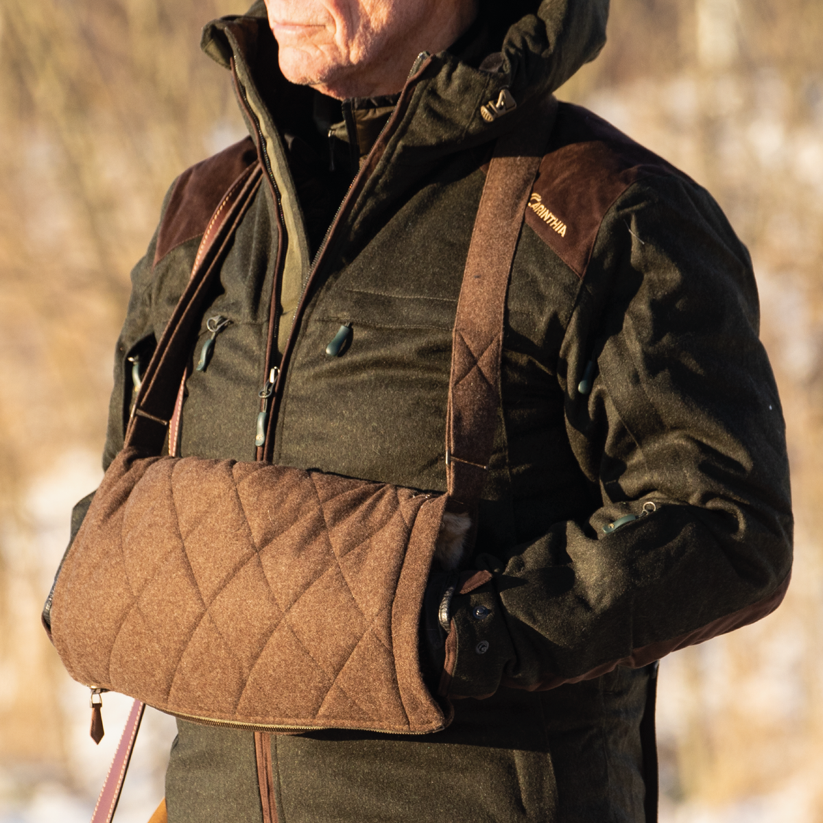 Lodenmuff med kaninpäls