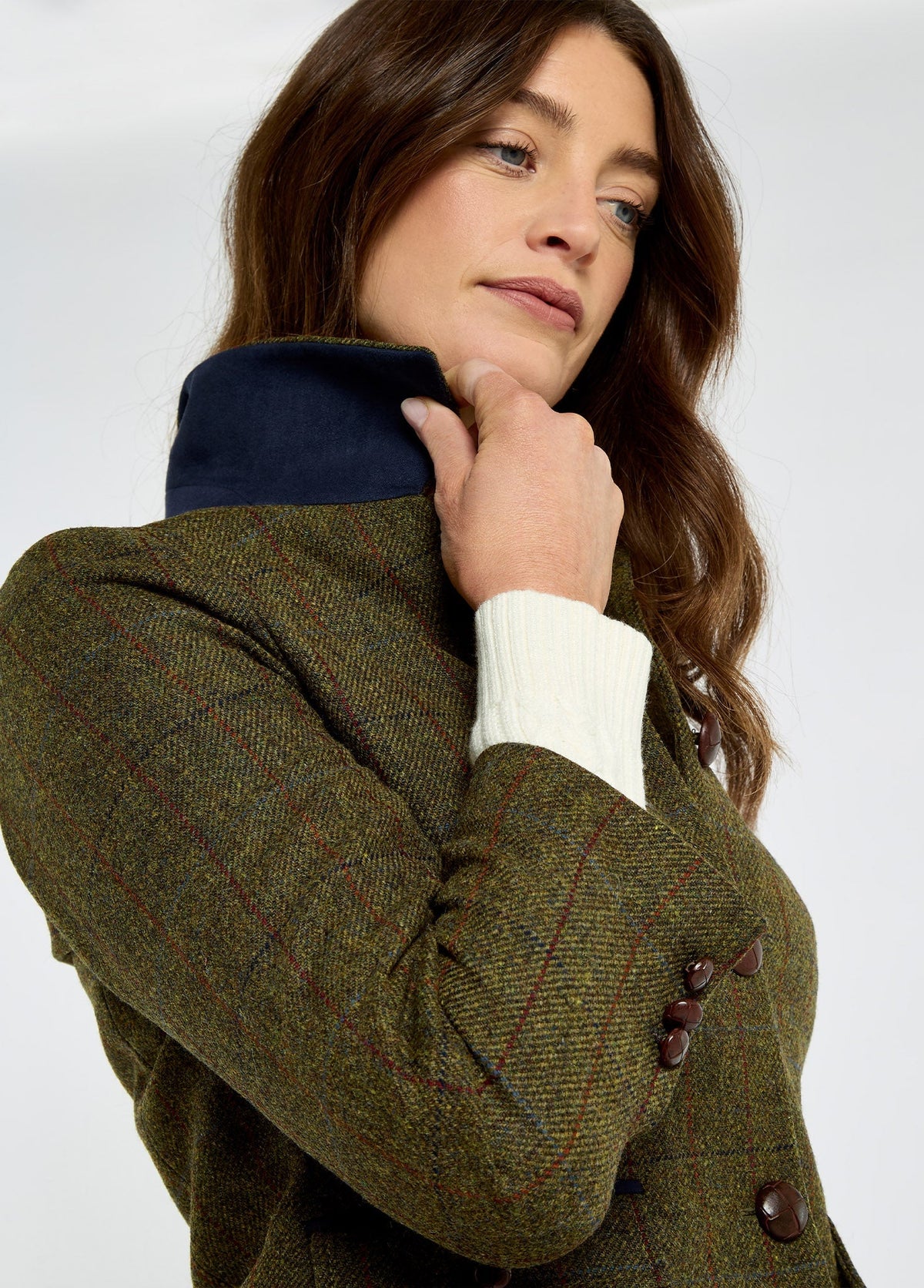 Dubarry Hillside tweedkavaj Thornwood – detalj, fransat fickslag