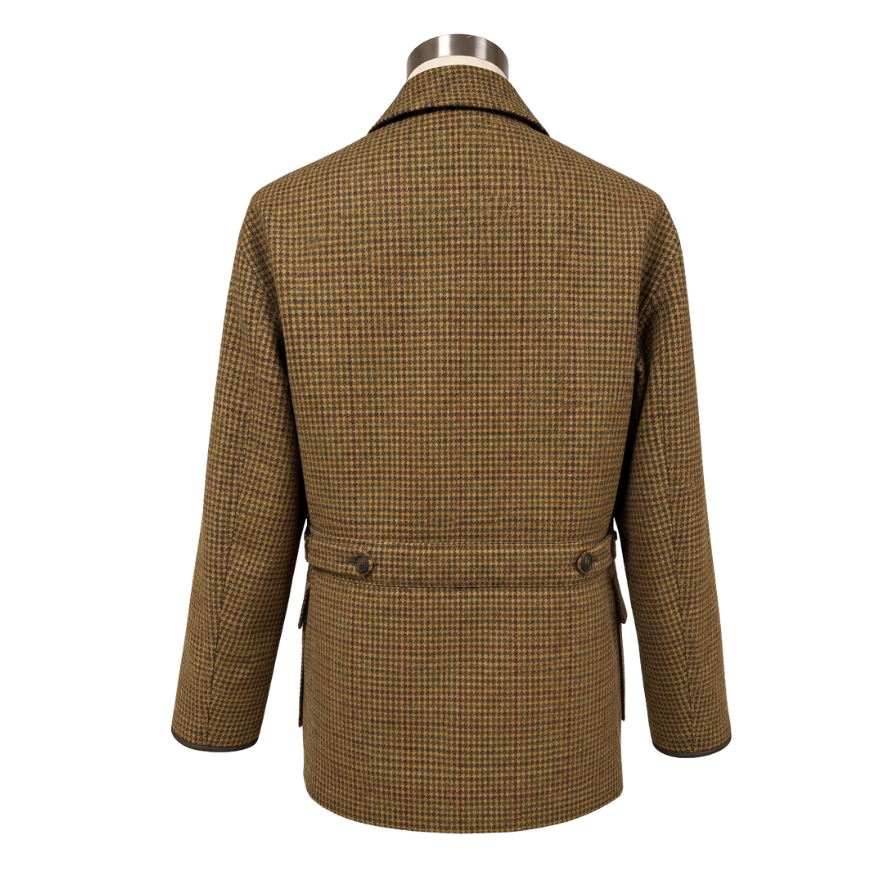 Lyndhurst Tweed Field Coat – Highland Gold Houndstooth