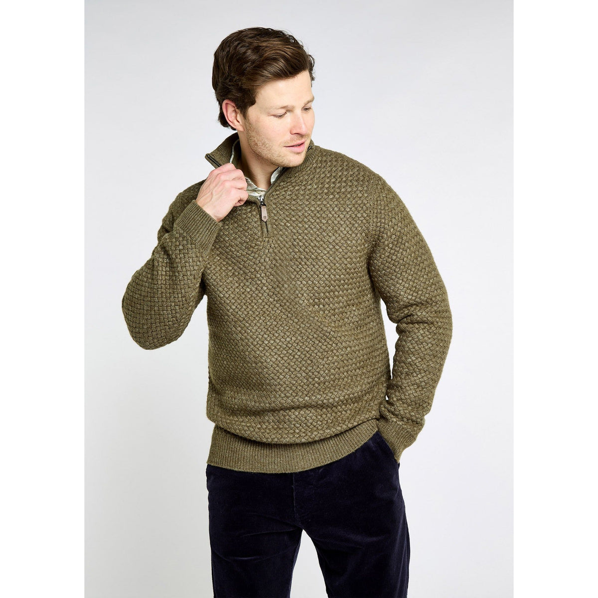 Power Men&#39;s Zip neck sweater - Dusky Green