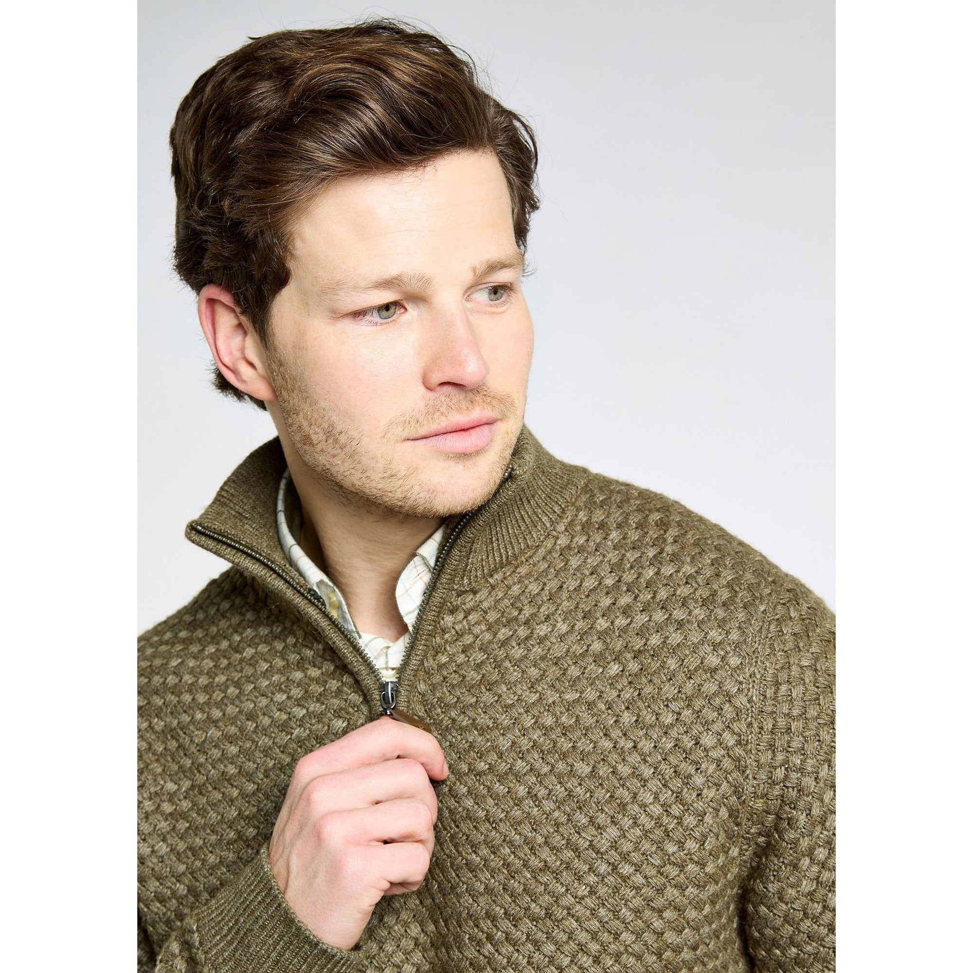 Power Men's Zip neck sweater - Dusky Green
