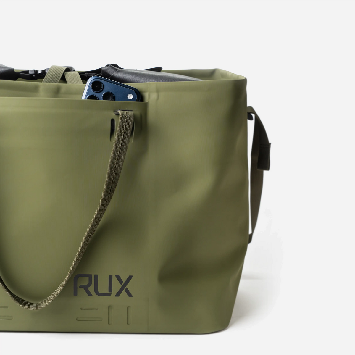 RUX Waterproof Tote Bag 50L Green – detalj, ficka 2