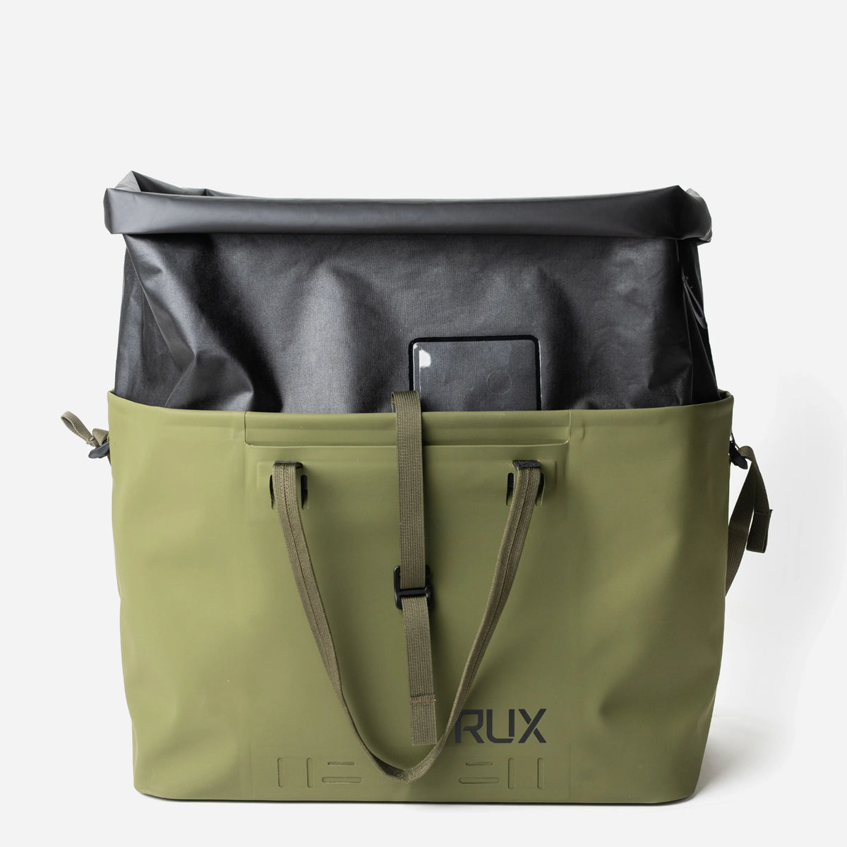 RUX Waterproof Tote Bag 50L Green – rullad topp