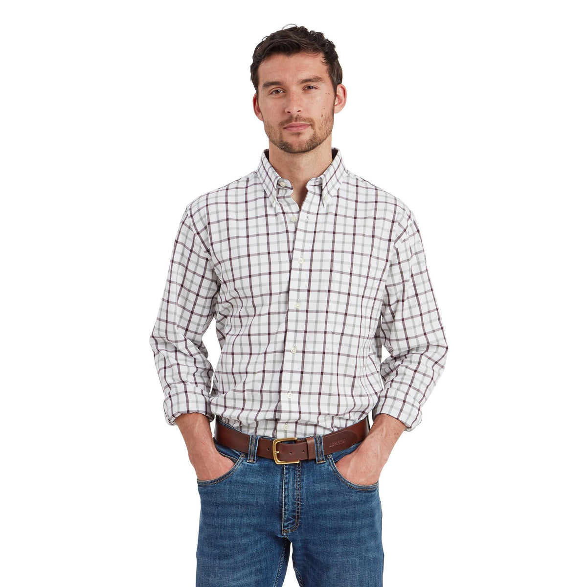 Brancaster Classic Shirt Wine Check