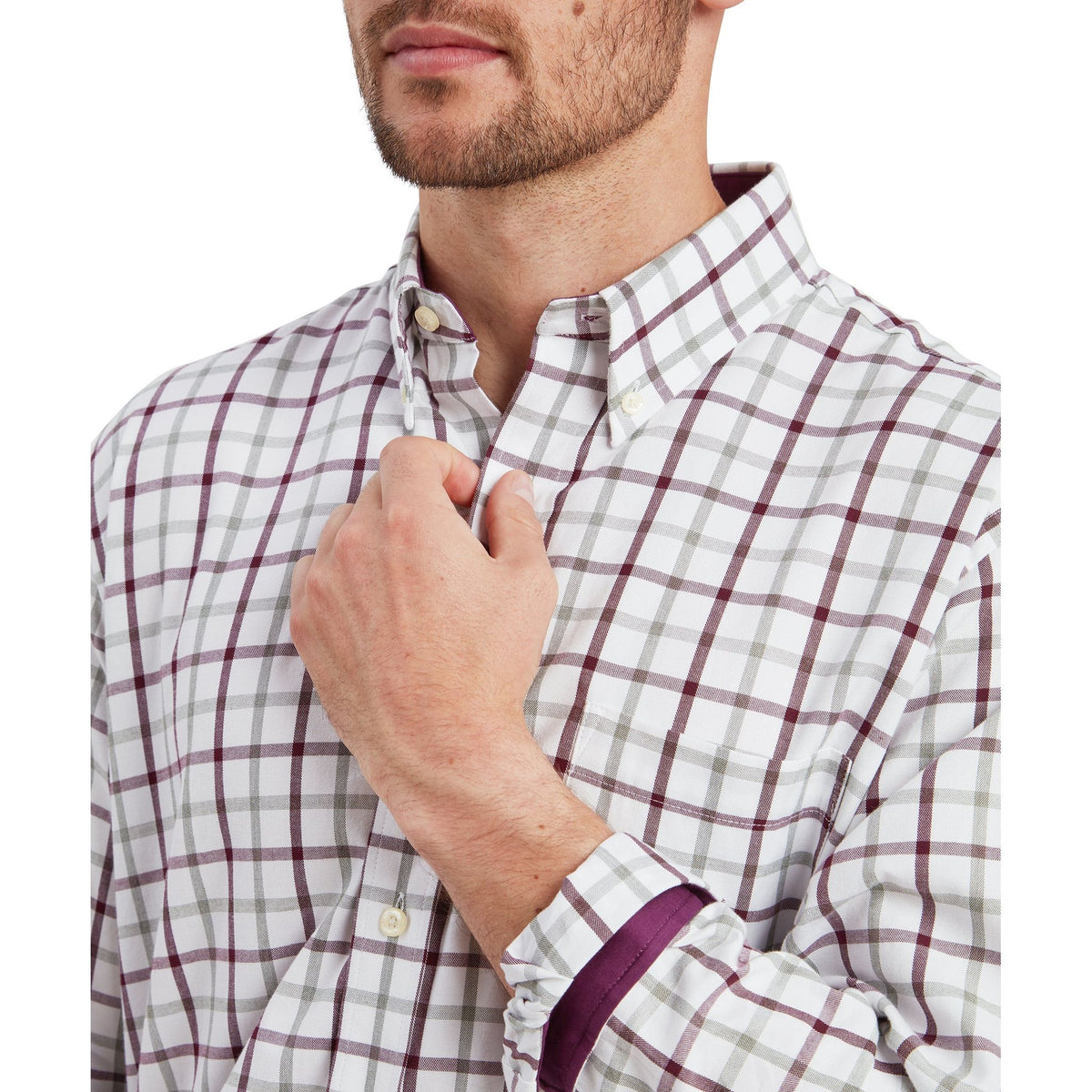 Brancaster Classic Shirt Wine Check