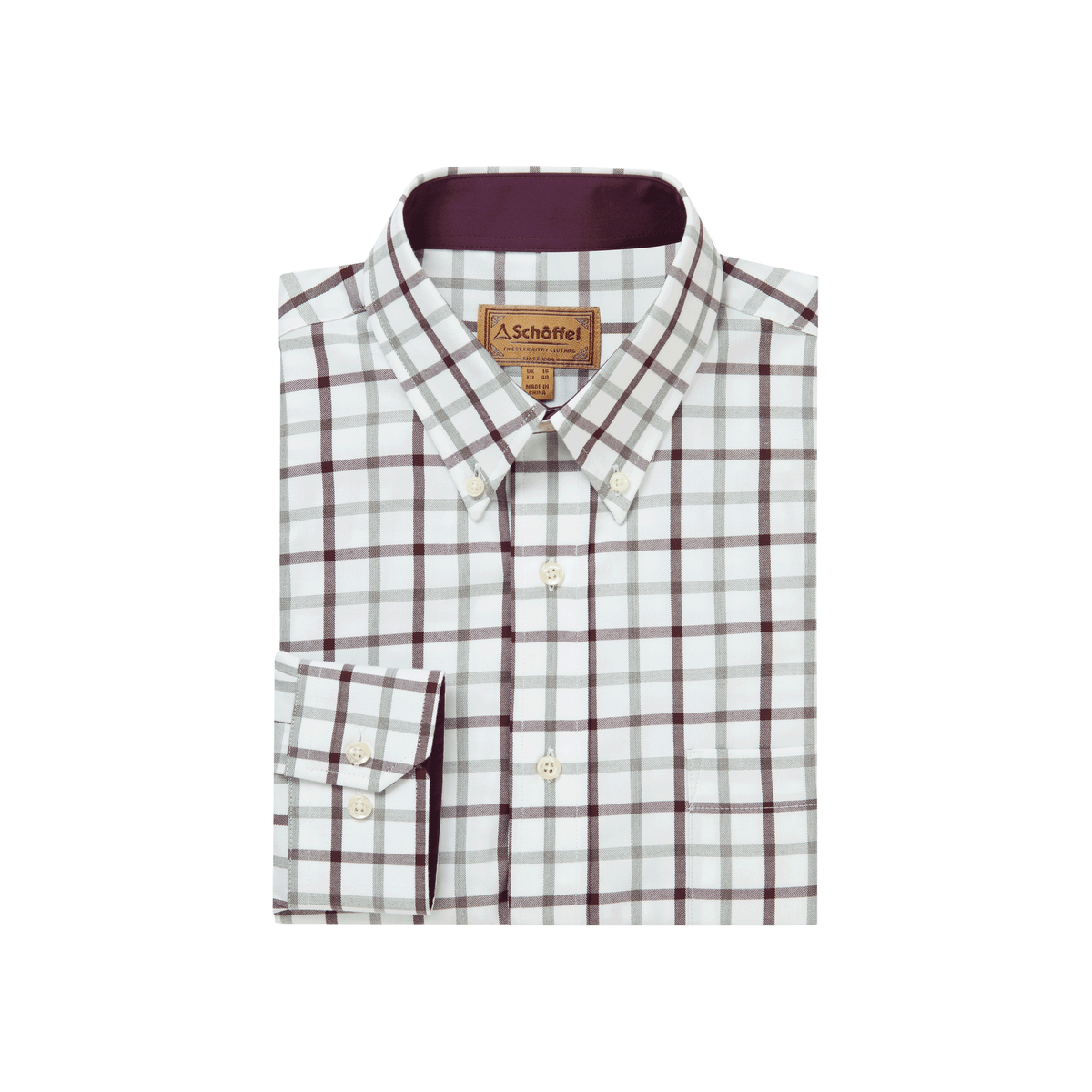 Brancaster Classic Shirt Wine Check