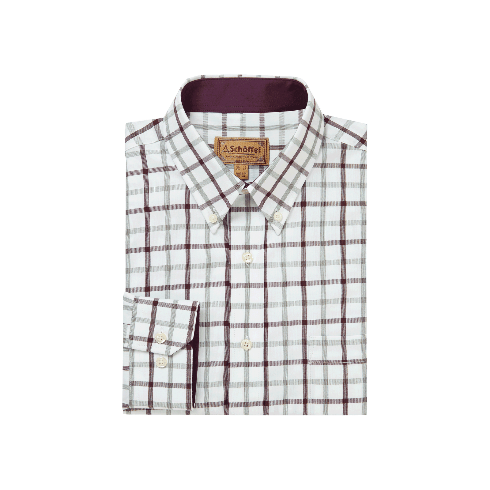 Brancaster Classic Shirt Wine Check