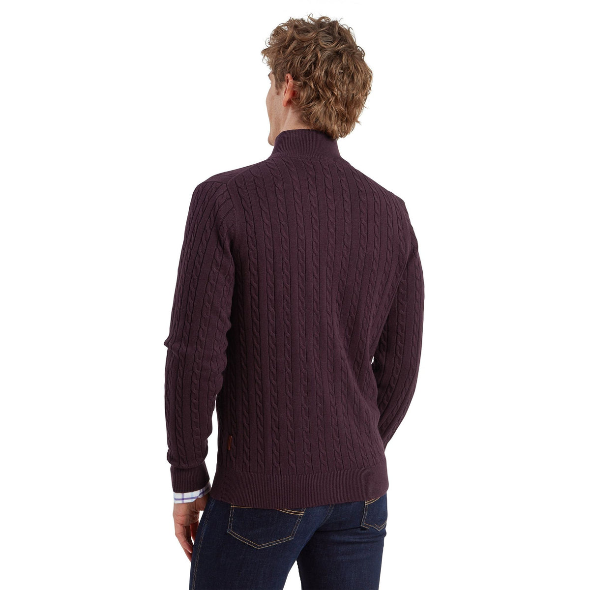 Calton Cotton Cashmere Cable Quarter Zip Jumper