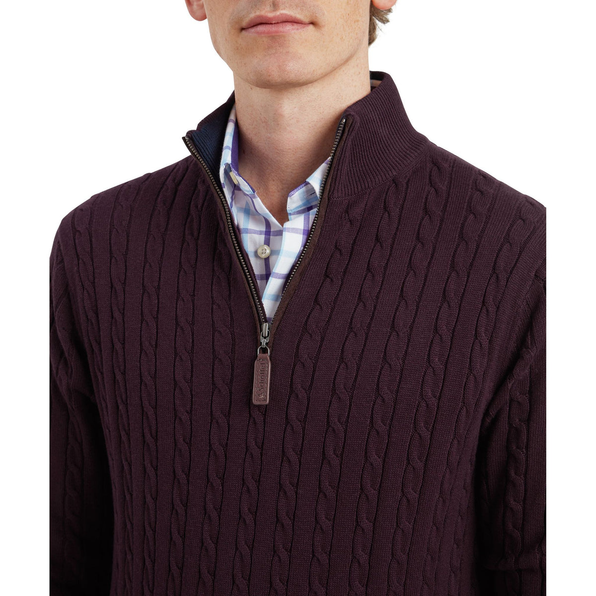 Calton Cotton Cashmere Cable Quarter Zip Jumper