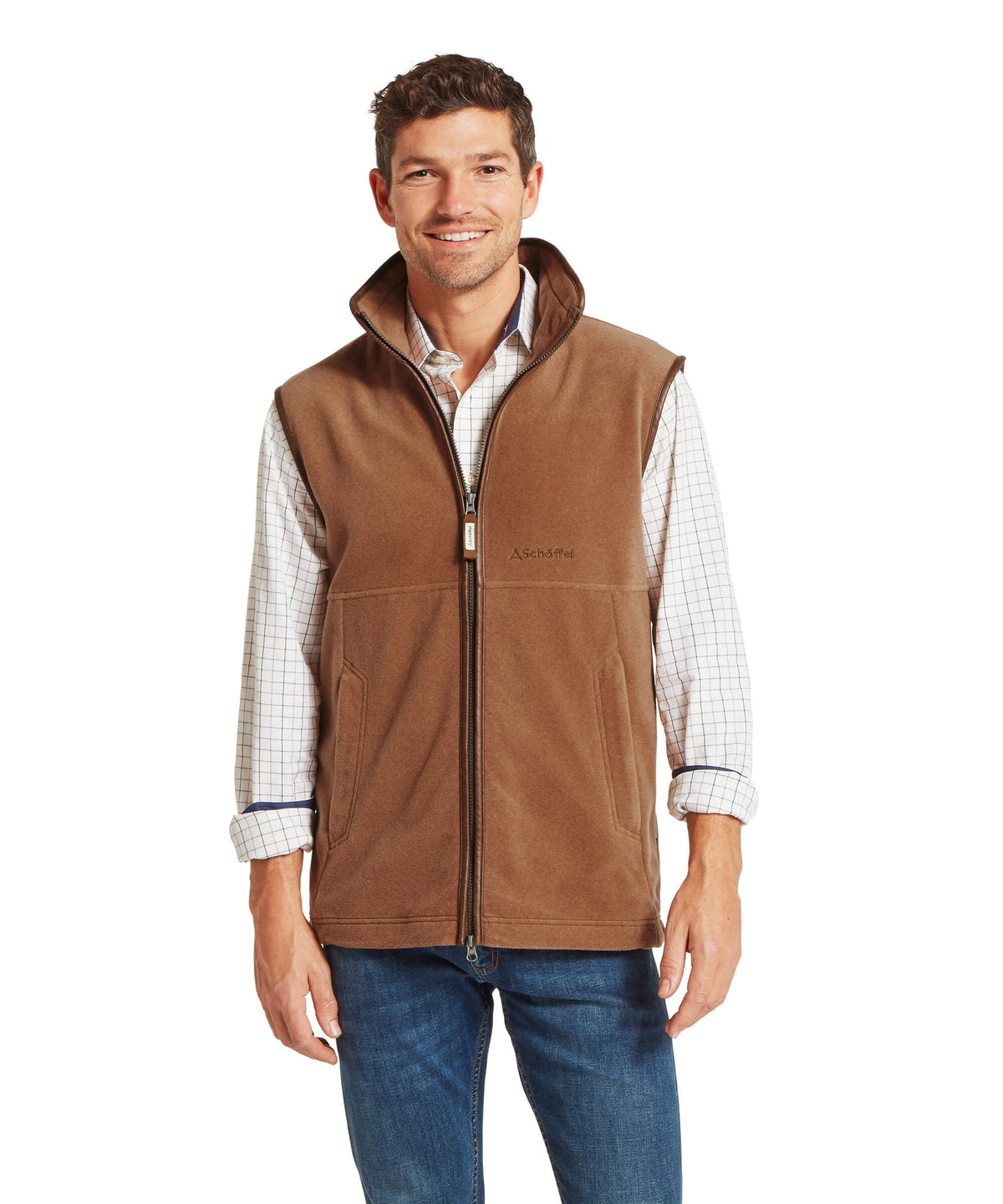 Schöffel Oakham Fleece Gillet Toffee – buren på modell