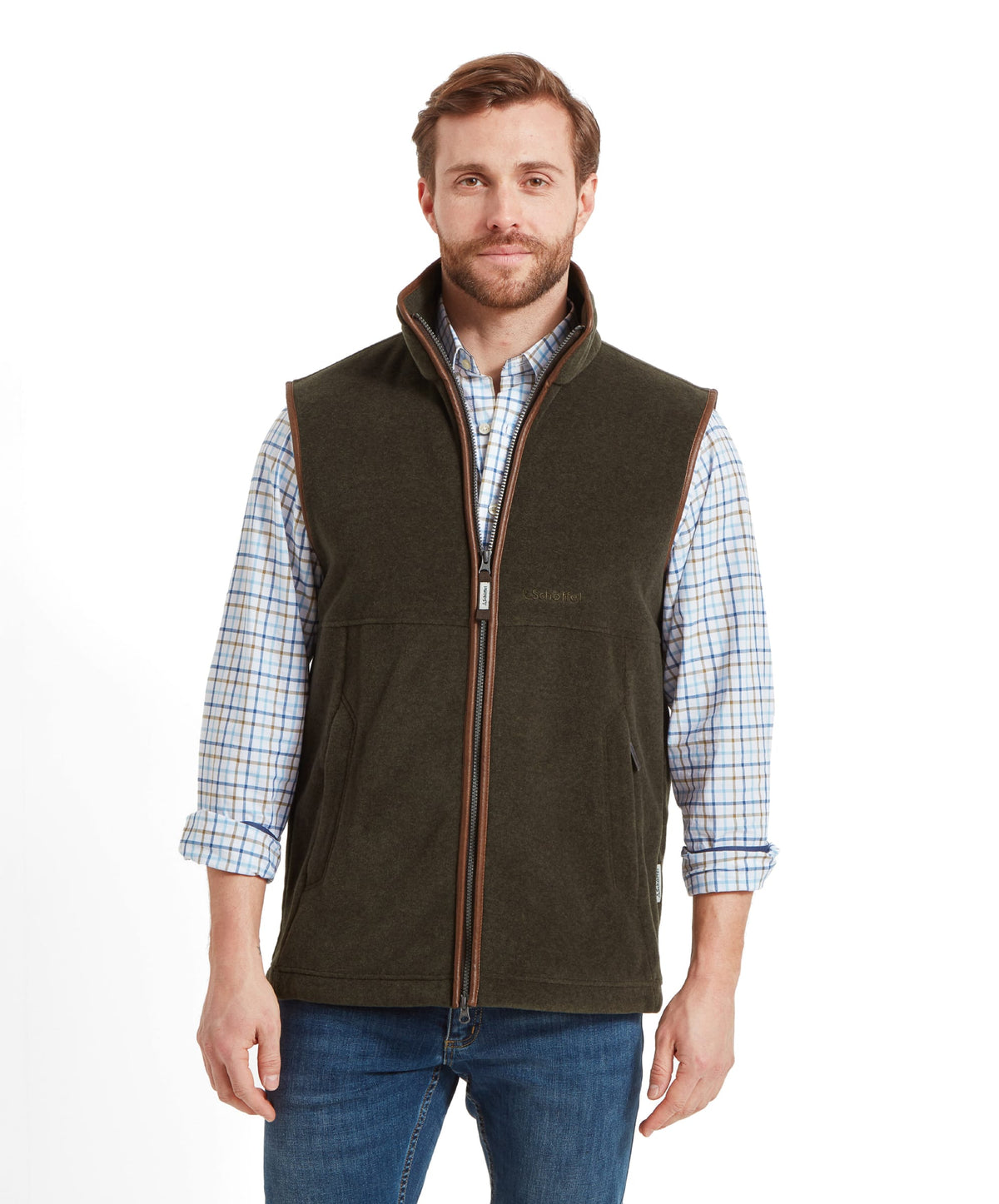 Schöffel Oakham Fleece Gillet Dark Olive – buren på modell