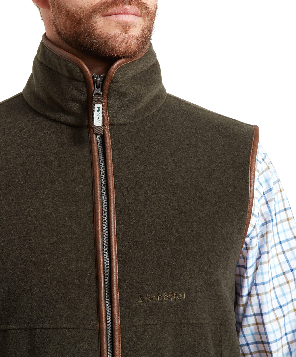 Schöffel Oakham Fleece Gillet Dark Olive – tvåvägs YKK-dragkedja