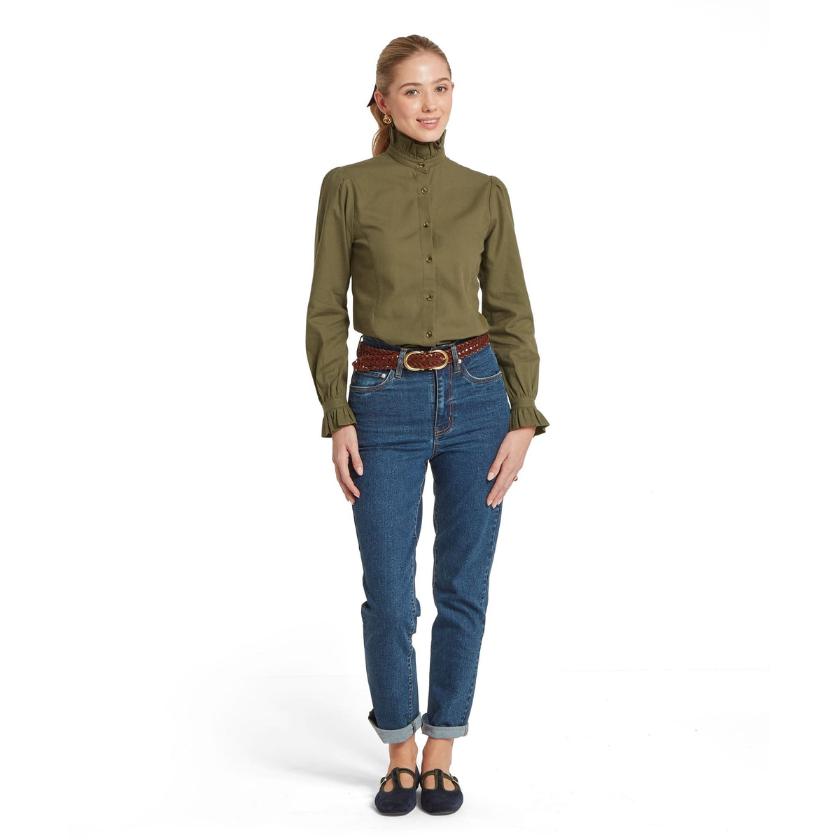 Schöffel Sheringham Shirt Dark Khaki Green – modell, sida