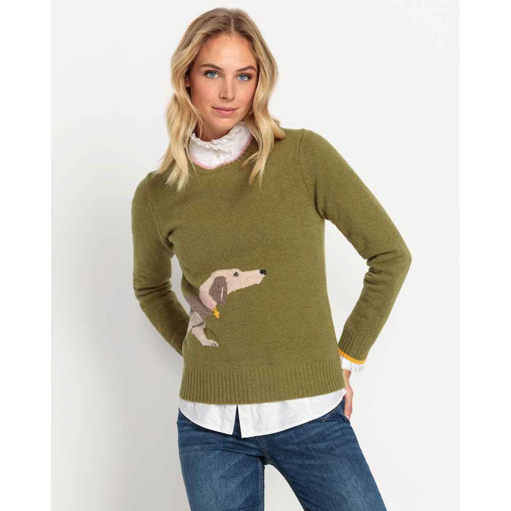 Pullover med taxmotiv oliv