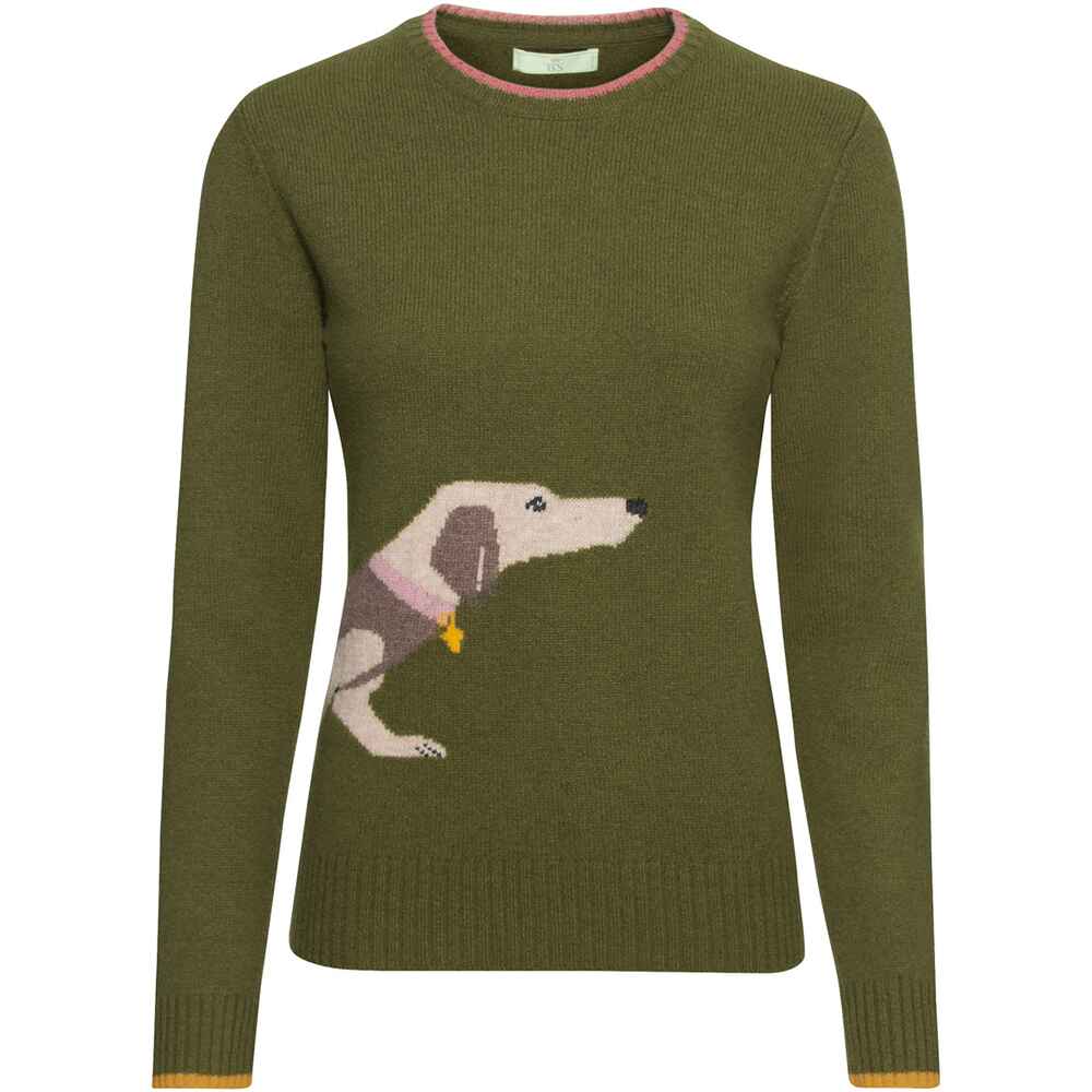 Pullover med taxmotiv oliv