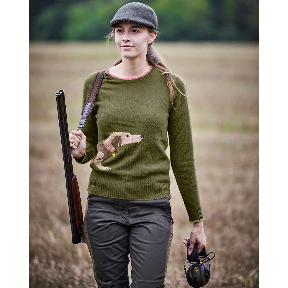 Pullover med taxmotiv oliv