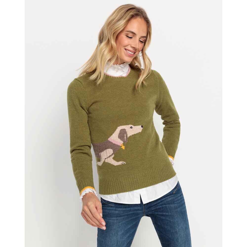 Pullover med taxmotiv oliv