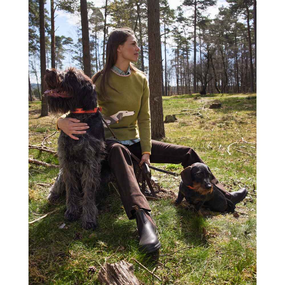 Pullover med taxmotiv oliv