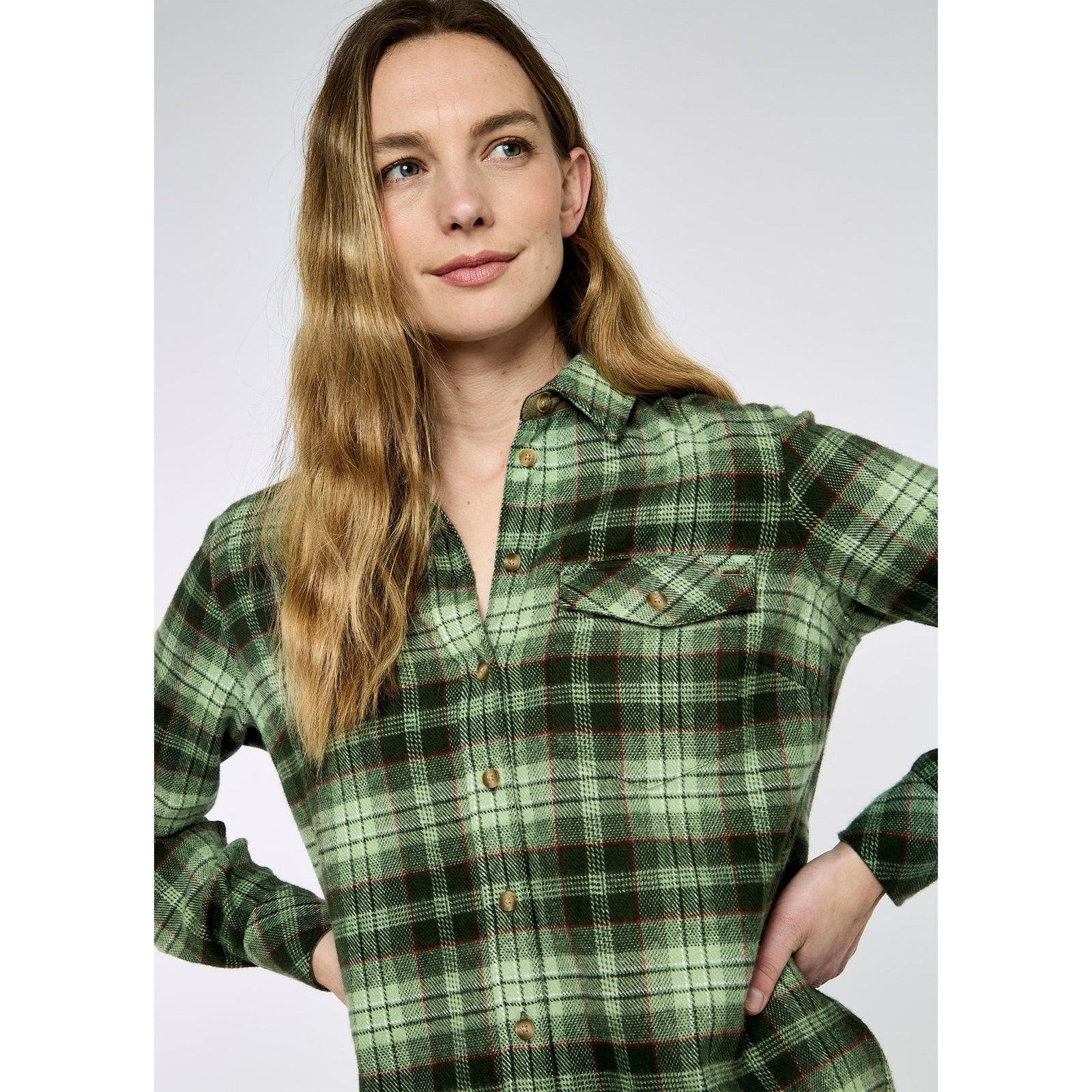 Wildprivet Women’s hunting check shirt - Olive