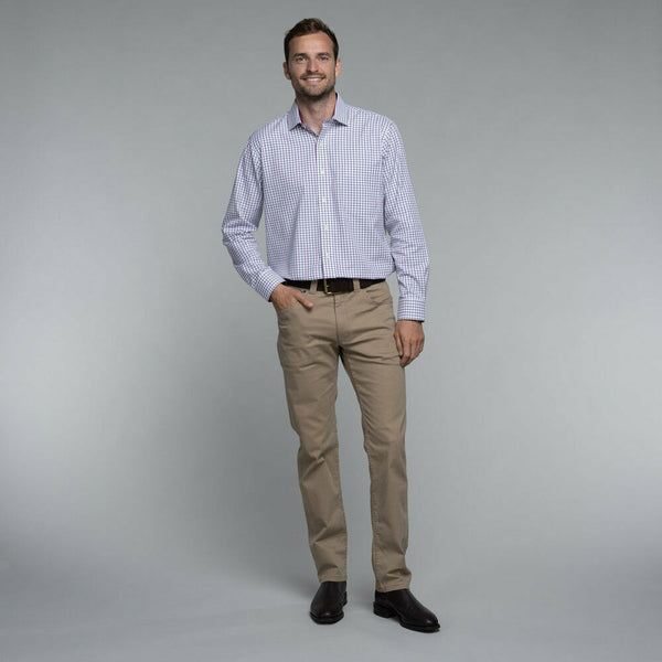 Milton Tailored Shirt Pink Olive Check - Huntway