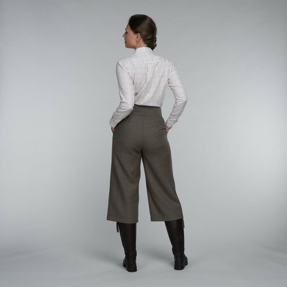 Tweed Culottes Loden Green Herringbone