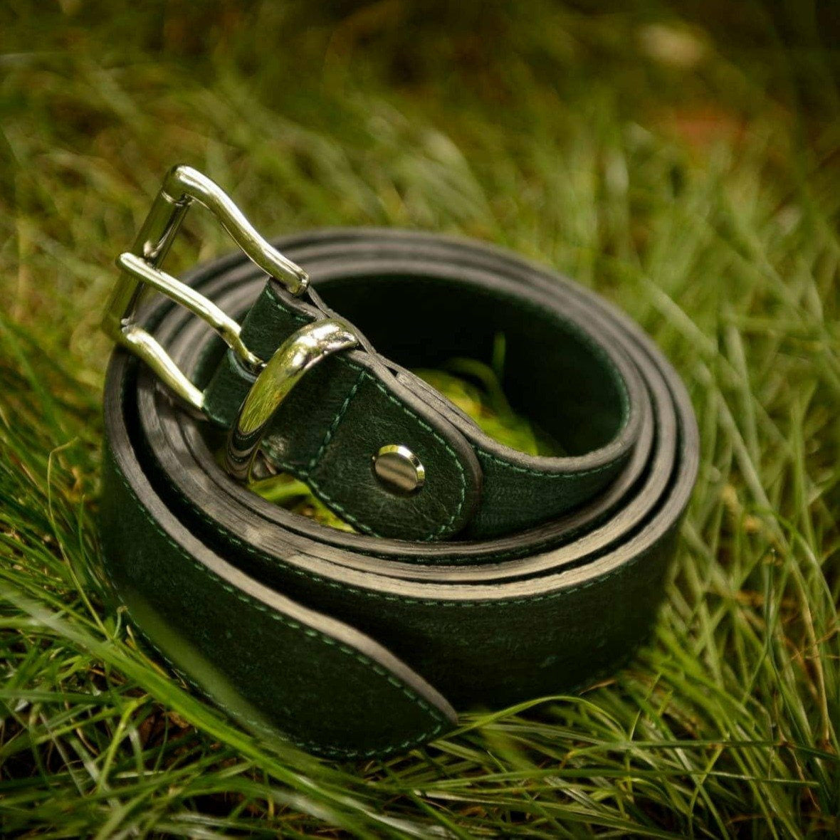 Läderbälte av Hjort Grön