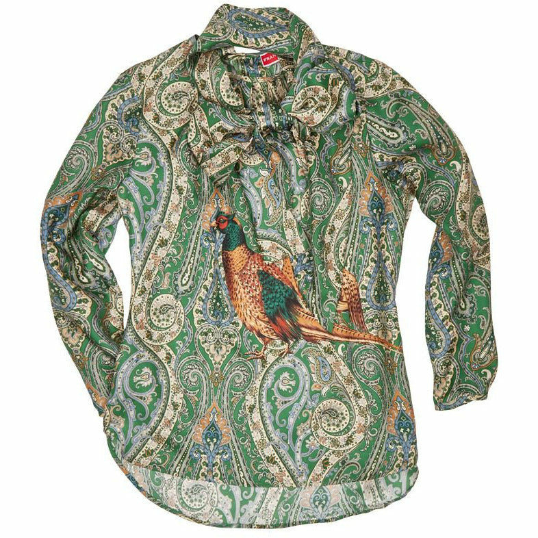 Sidenblus Paisley Fasan